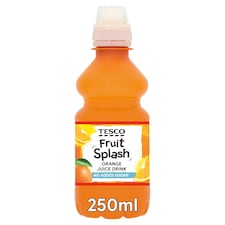 Tesco Fruit Splash No Added Sugar Orange Juice Drink 250Ml