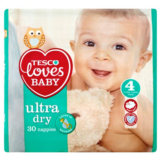 Tesco Loves Baby U/Dry Size 4 Carry Pack 30 Tesco Groceries