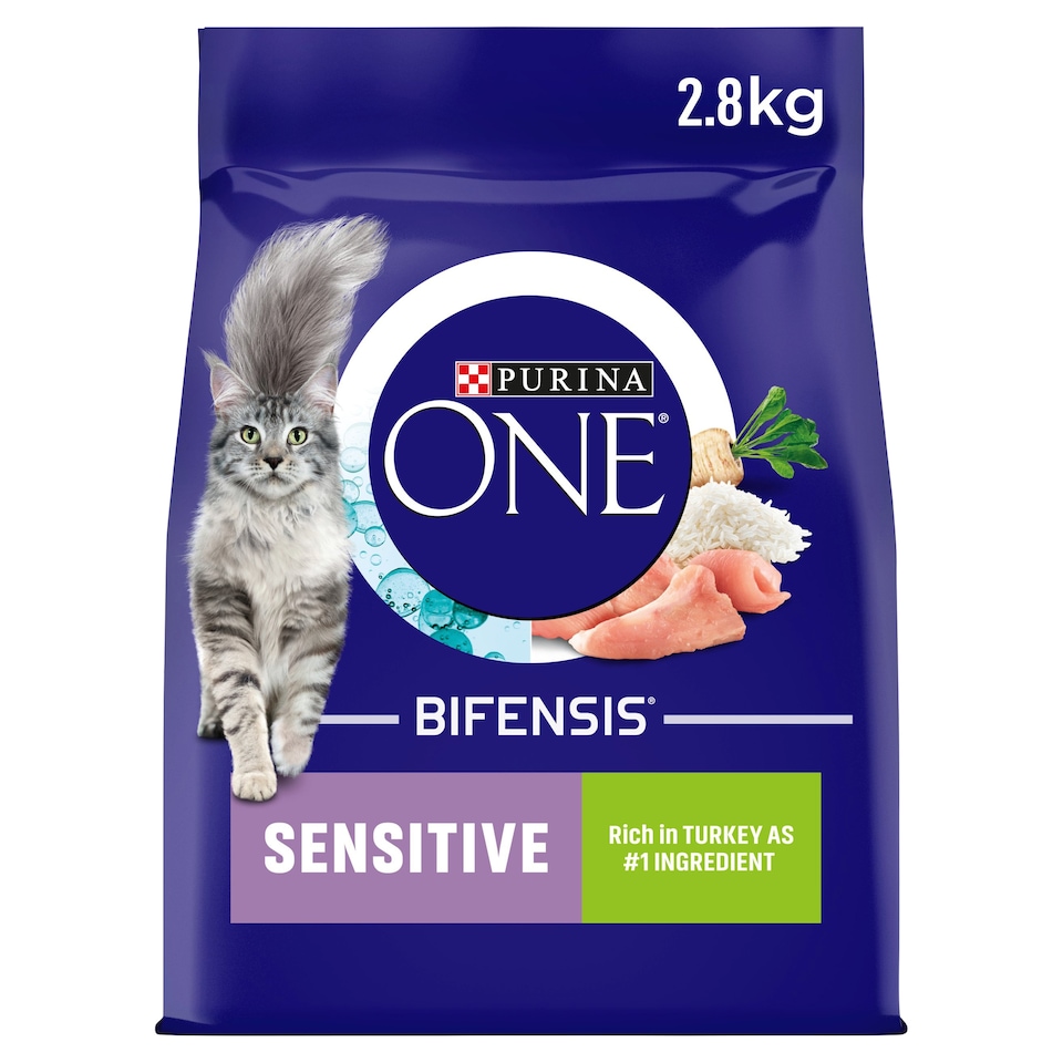 image 1 of Purina One Sensitive Dry Cat Food Turkey 2.8Kg