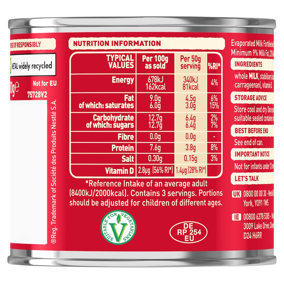 image 1 of Carnation Evaporated Milk Tin 170g