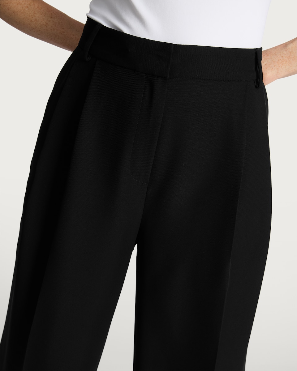 image 1 of F&F Double Pleat Wide Leg Trousers in Black