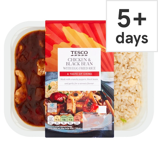 Tesco Chicken & Black Bean With Egg Fried Rice 400G Tesco Groceries