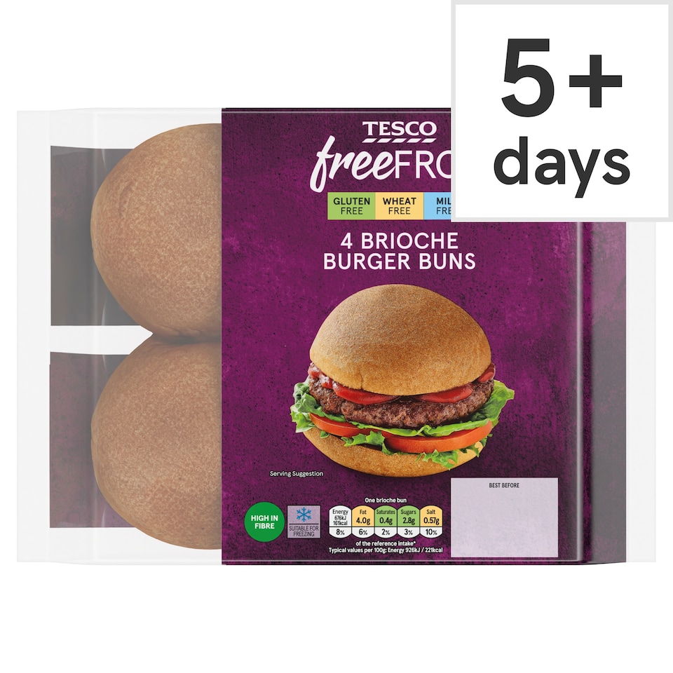 Tesco Free From Brioche Burger Buns 4 pack