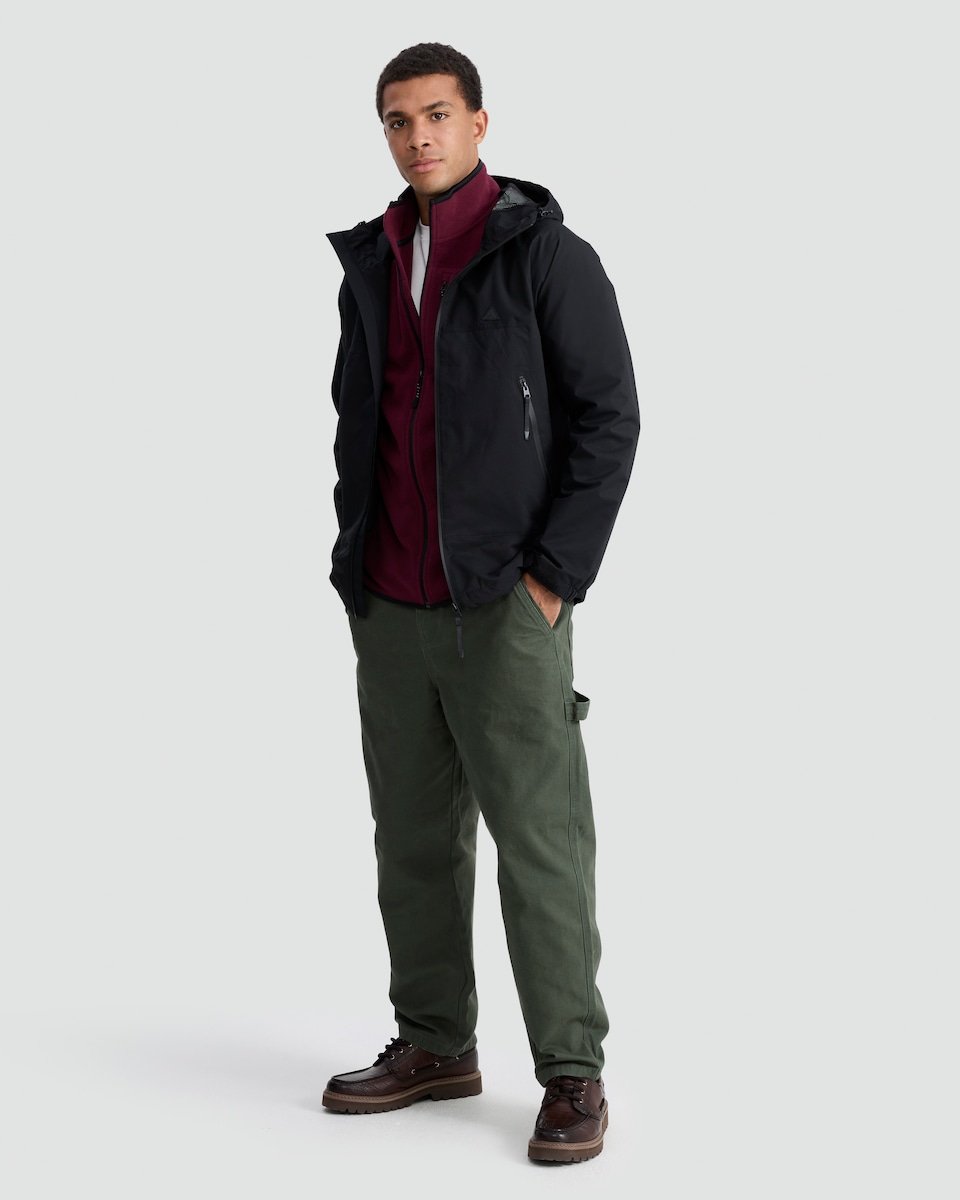 image 1 of 9 Peaks Hooded Zip Up Waterproof Jacket in Black