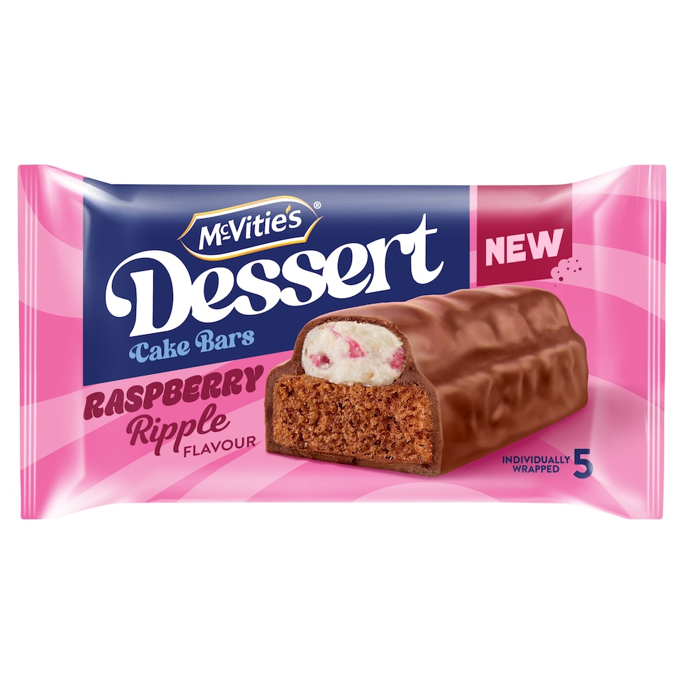 McVitie's Dessert Raspberry Ripple Flavour Cake Bars 5 x 24g