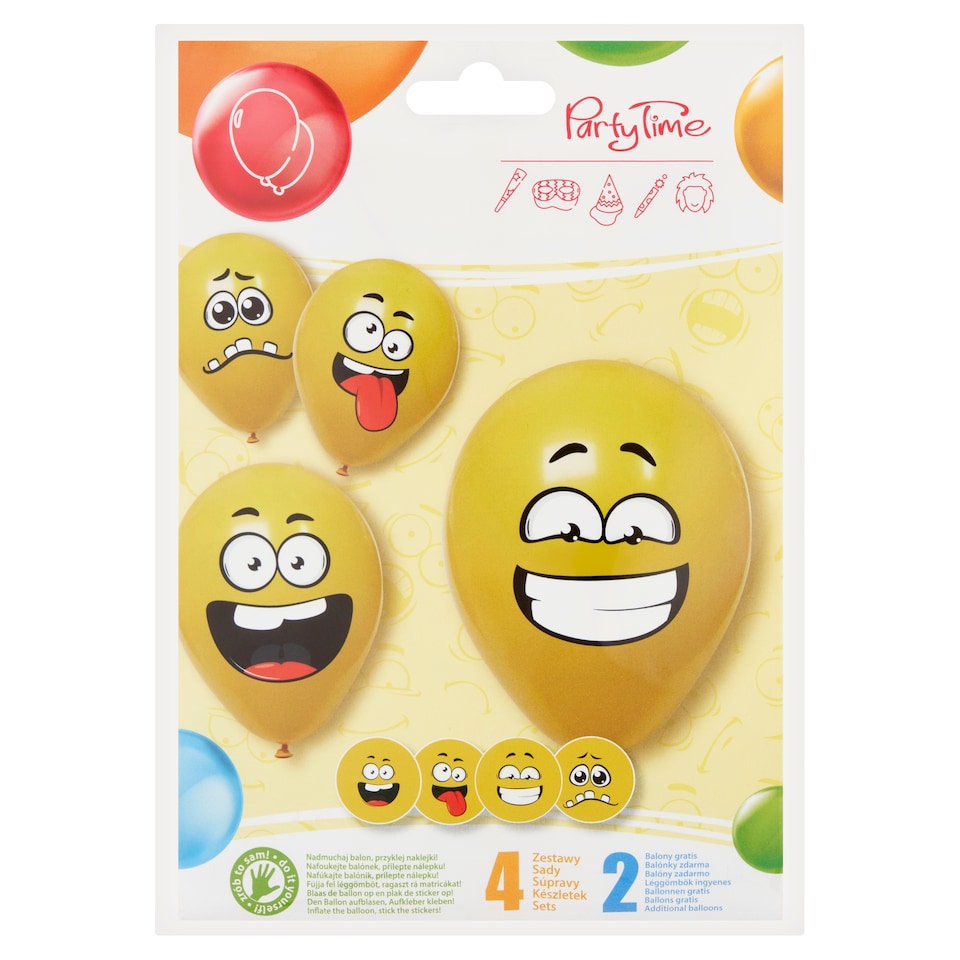 Party Time Happy Faces Balloons 25 cm 6 pcs