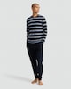 image 1 of F&F Pure Cotton Stripe Print Henley Top and Joggers Pyjamas in Navy