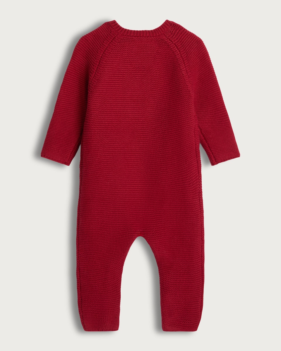 image 1 of F&F Baby 2-Piece Pure Cotton Knitted Onesie and Hat Set in Red