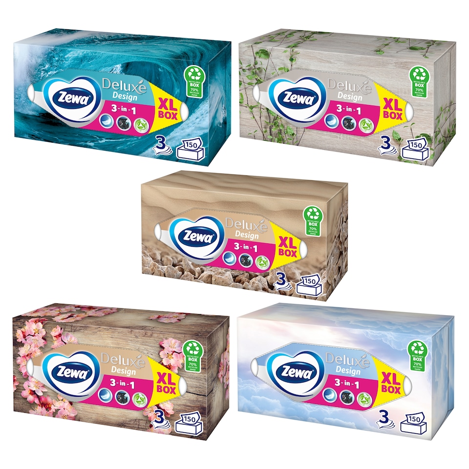 image 1 of Zewa Deluxe Design Unscented Boxed Tissues 3 Ply 150 pcs