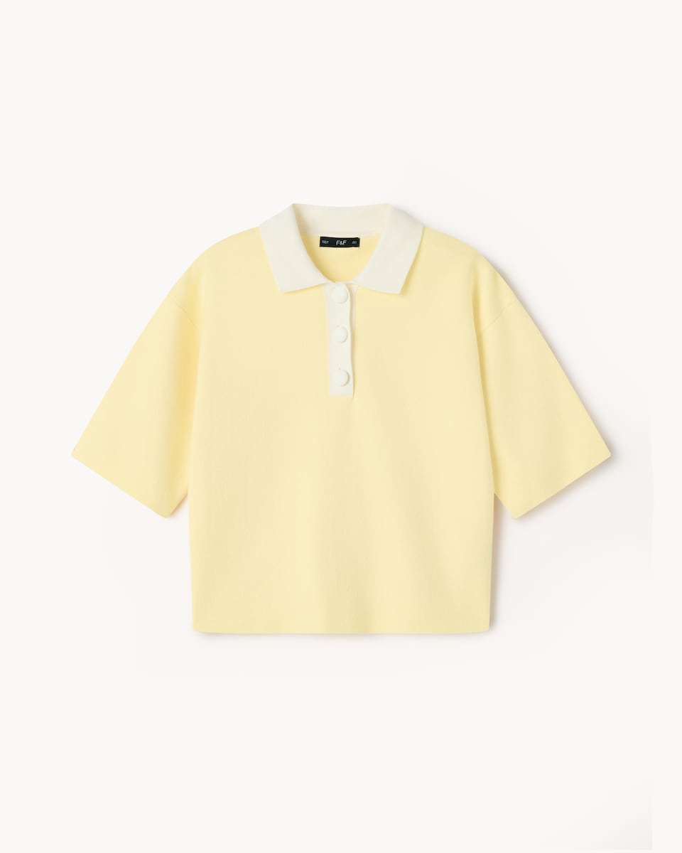 image 1 of F&F Knitted Rugby Shirt in Yellow