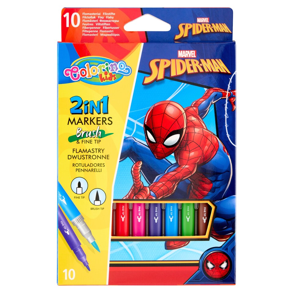 Colorino Kids Marvel Spider-Man 2in1 Markers 10 pcs