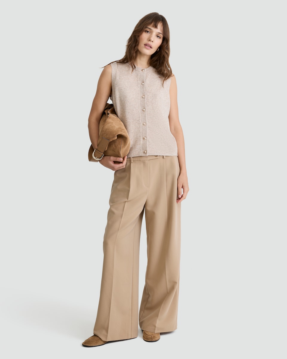 image 1 of F&F Knitted Button Up Waistcoat with Wool in Neutral