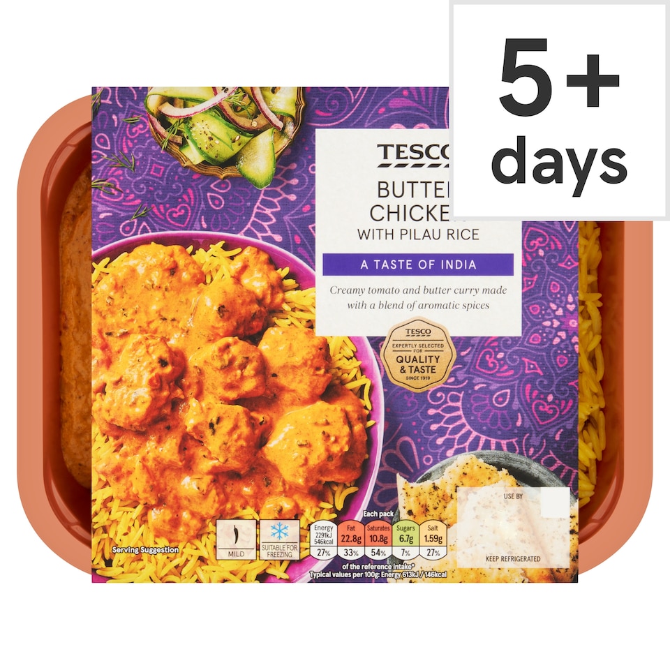 Tesco Butter Chicken With Pilau Rice 400G