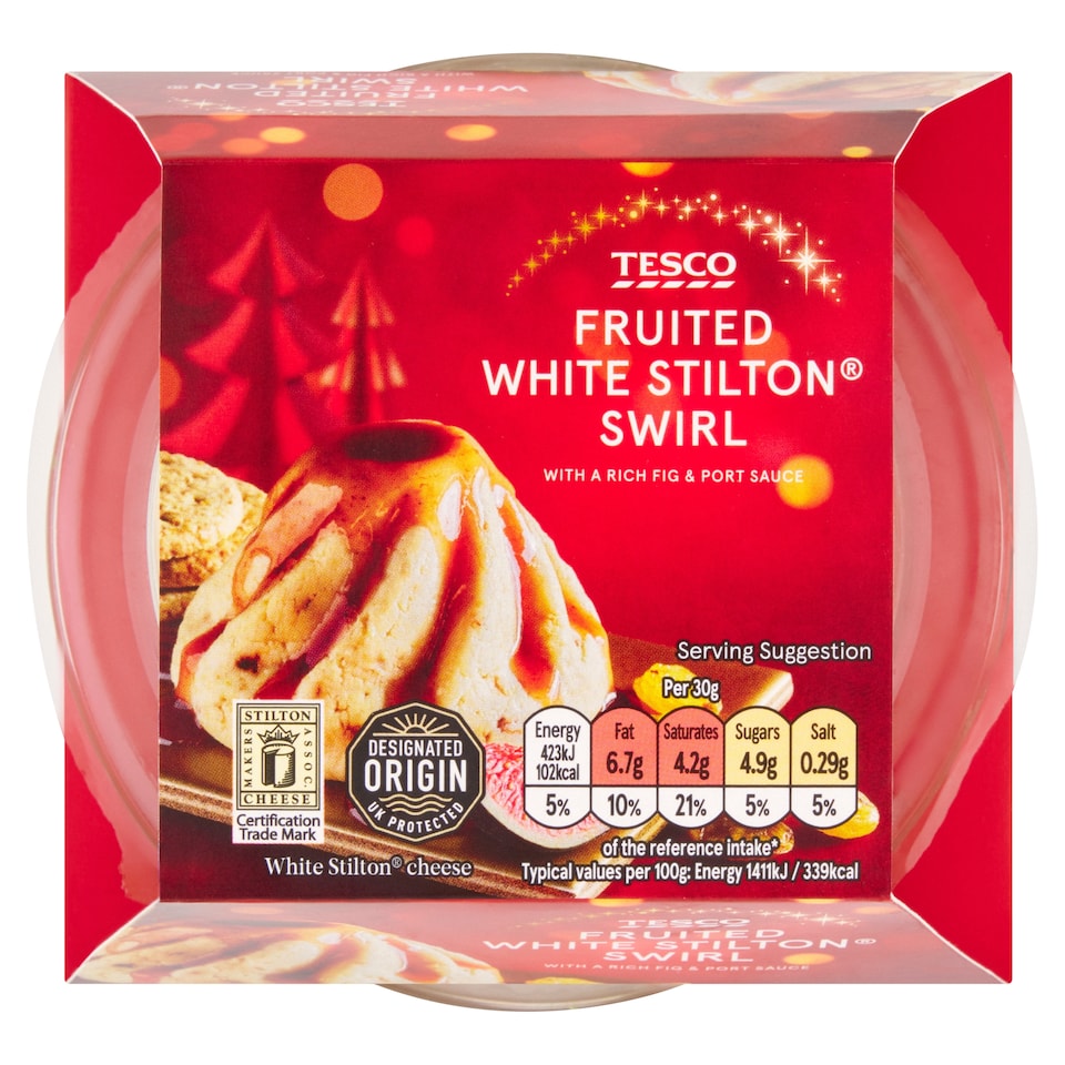 TESCO WHITE STILTON FRUIT WREATH WITH FIG & PORT SAUCE 200G