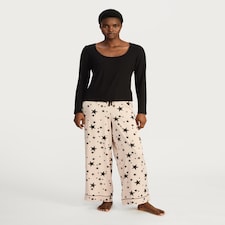 F&F Ribbed Scoop Neck Star Print Pyjama Set in Multi Black