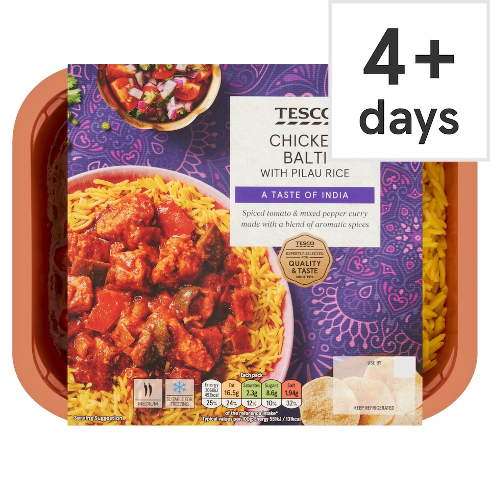 Tesco Chicken Balti With Pilau Rice 400g