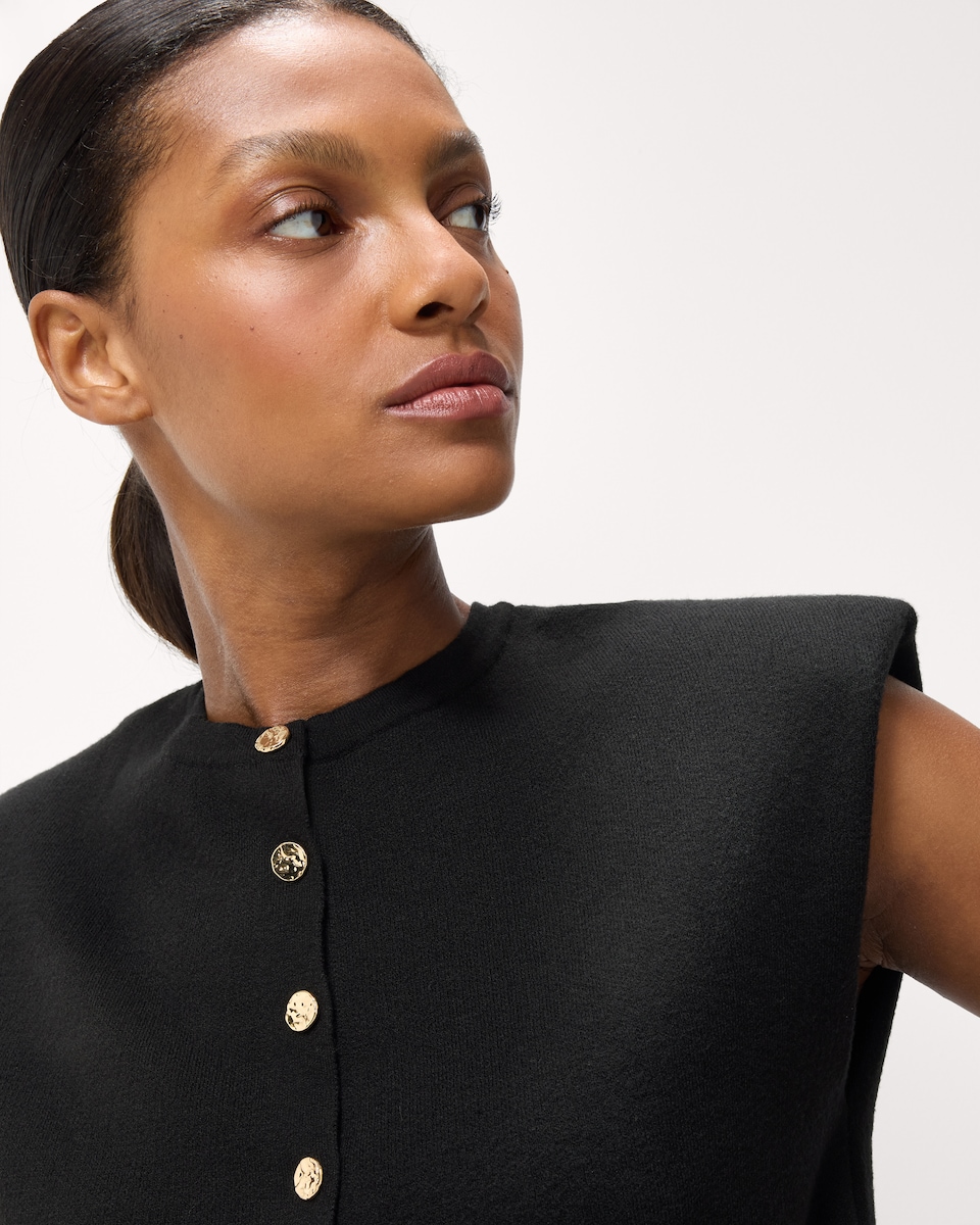 image 1 of F&F Knitted Button Up Waistcoat in Black