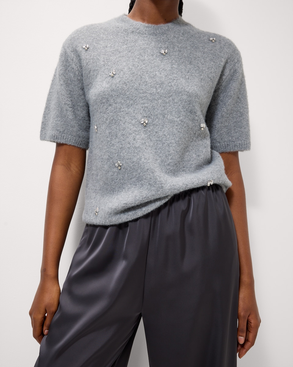 image 1 of F&F Diamanté Embellished Jumper in Grey