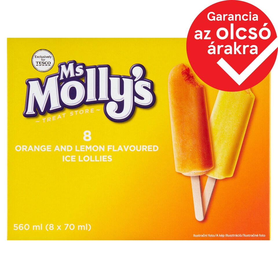 Ms Molly's citromízű és narancsízű vizes jégkrém szósszal töltve 2 x 4 x 70 ml (560 ml)