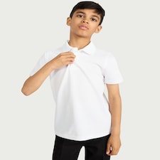 F&F School Unisex 3-Pack Pure Cotton Slim Fit Polo Shirts in White
