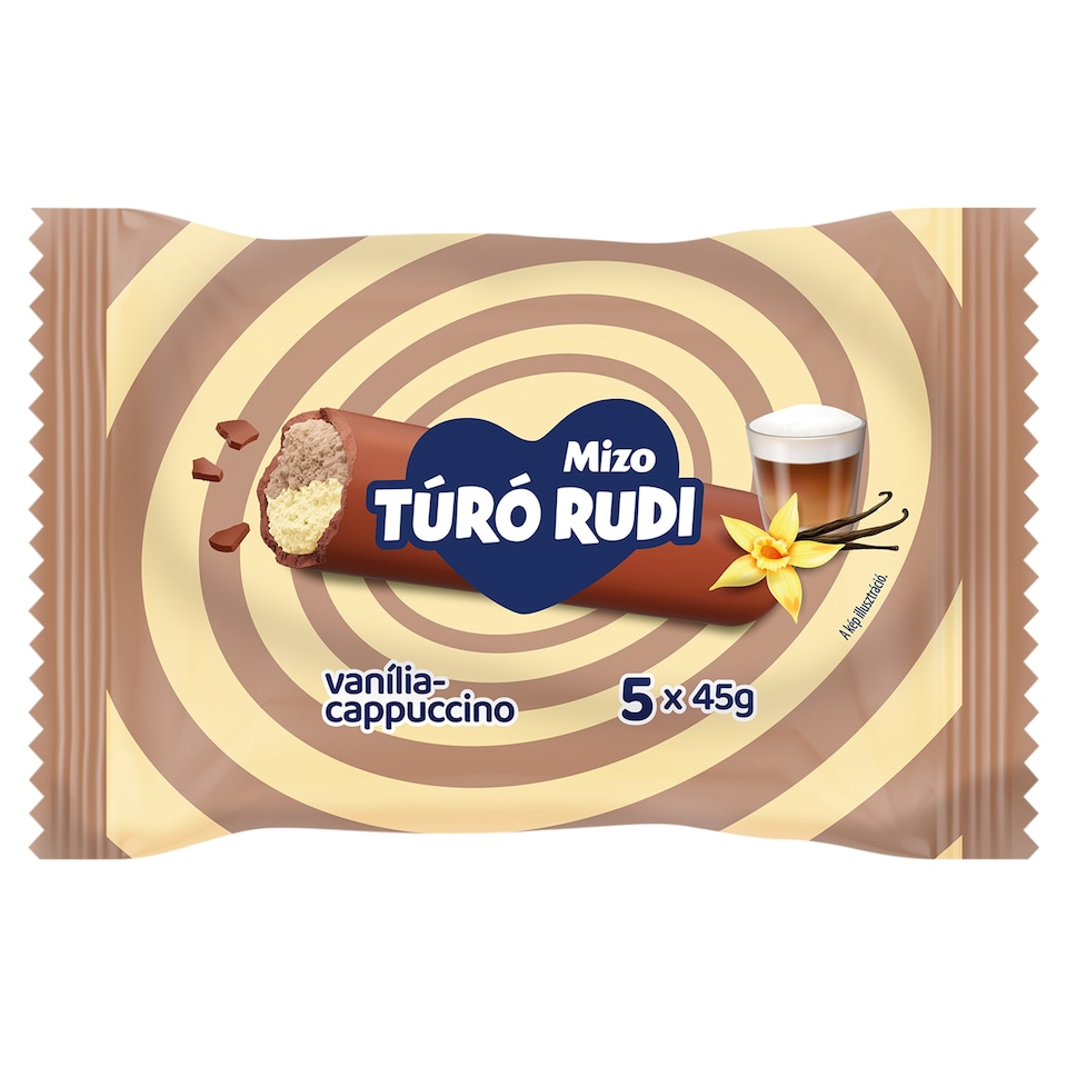Mizo Túró Rudi Vanilla-Coffee Cottage Cheese Dessert with Milk Chocolate Coating 5 x 45 g (225 g)