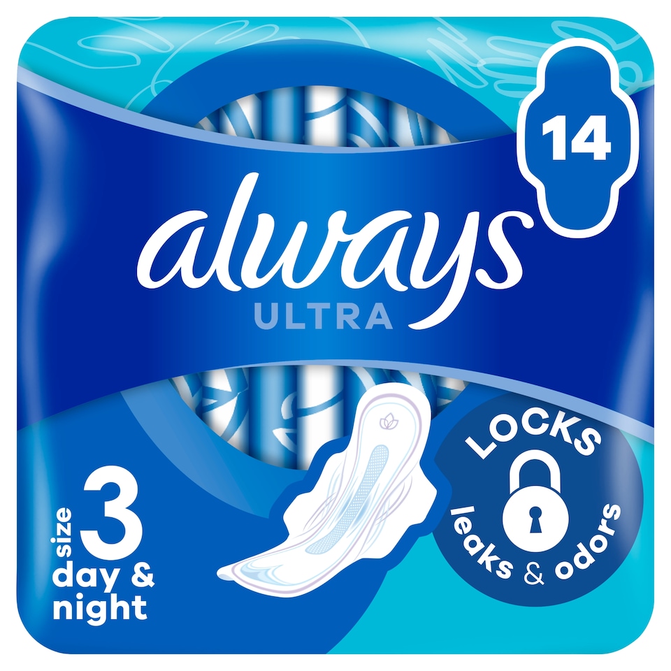 Obrázek 1 pro produkt Always Ultra  Hygienické Vložky Den a noc (Velikost 3) Křidélka 14 ks?