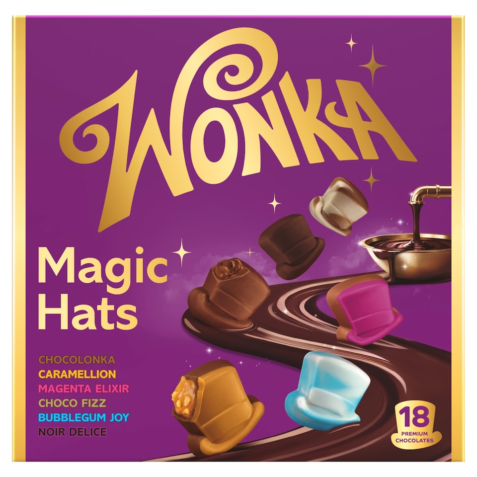 image 1 of Wonka Magic Hats 18 chocolates 174g