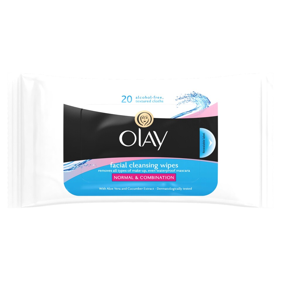 image 1 of Olay Essential Wet Face Cleansing Normal 20 Wipes