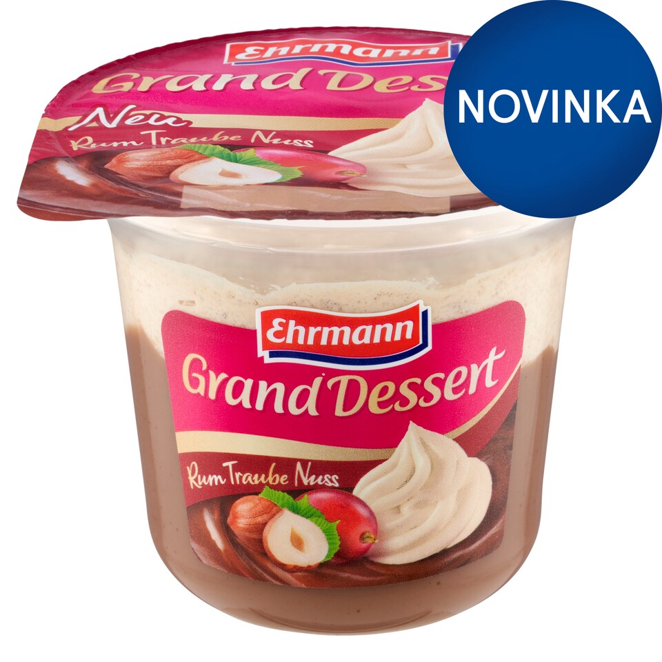 Ehrmann Grand Dessert Lieskovoorieškový dezert s rumom a hroznovou príchuťou 190 g