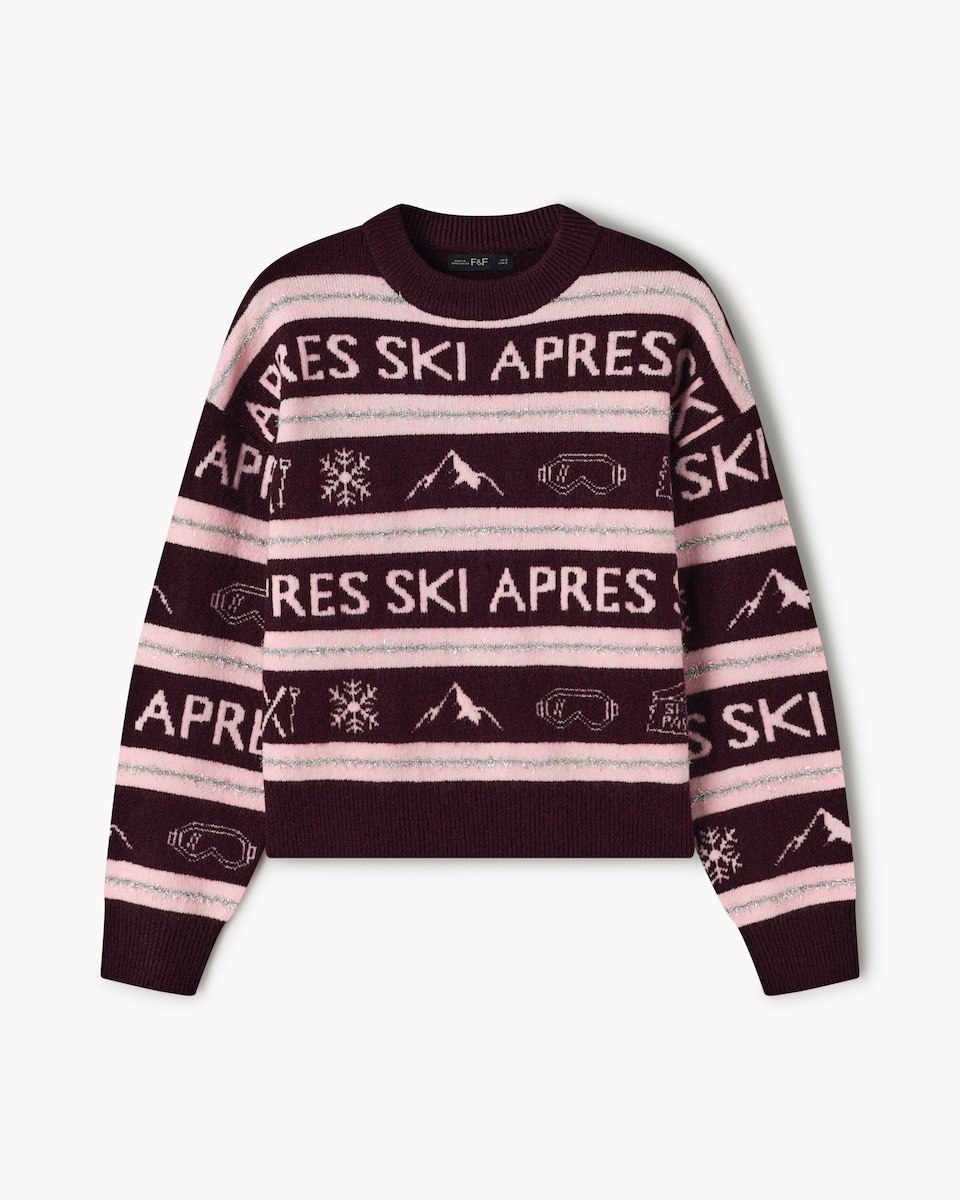 image 1 of F&F Striped Ski Jumper in Pink