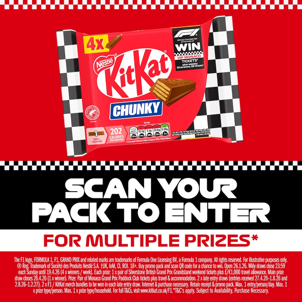image 1 of Kit Kat Chunky Milk Chocolate Bars Multipack 40g 4 Pack