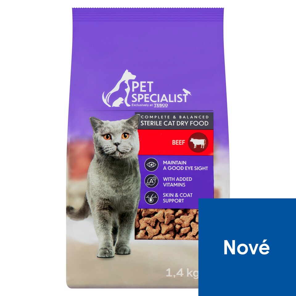Pet Specialist Kompletní krmivo pro dospělé sterilizované kočky s hovězím 1,4kg