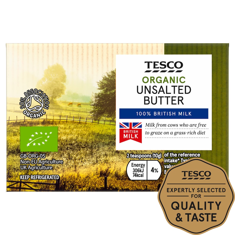 Tesco Organic Unsalted Butter 250G
