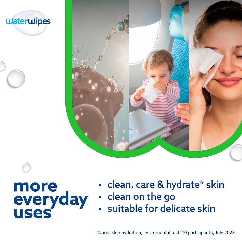 image 1 of WaterWipes Biodegradable Sensitive Hydrating Baby Wipes 6 pack 60 Wipes