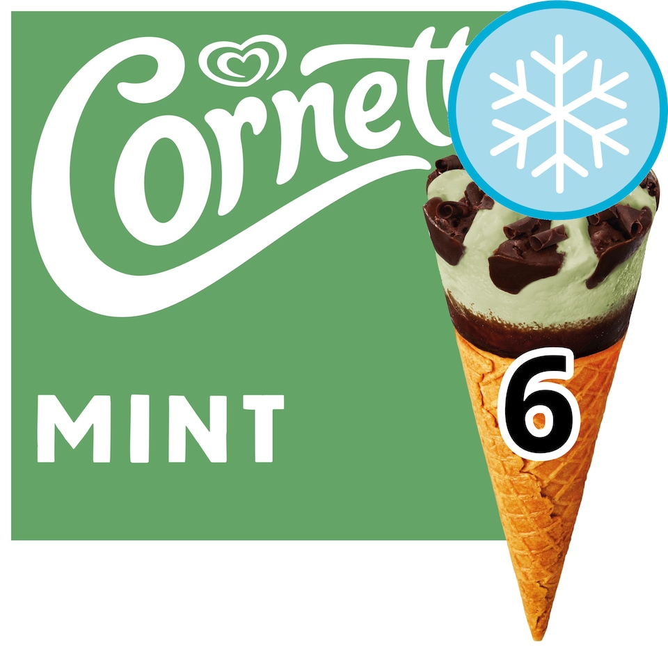 image 1 of Cornetto Mint Ice Cream Cones 6x90ml