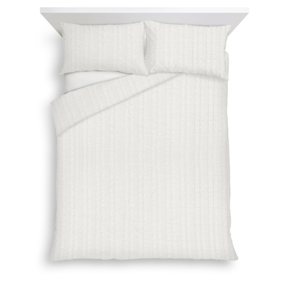 F&F Home White Textured Jersey Duvet Set King