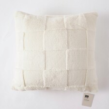 F&F Home Checkerboard Faux Fur Cushion