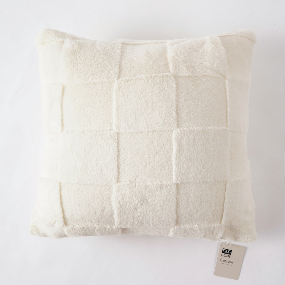 F&F Home Checkerboard Faux Fur Cushion