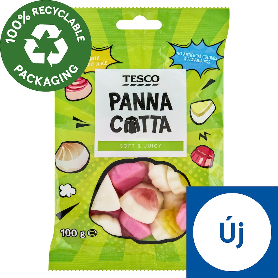 Tesco Panna Cotta vegyes gyümölcsízű gumicukor 100 g