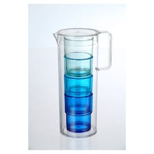 Tesco Blue Jug With Stacking Tumblers