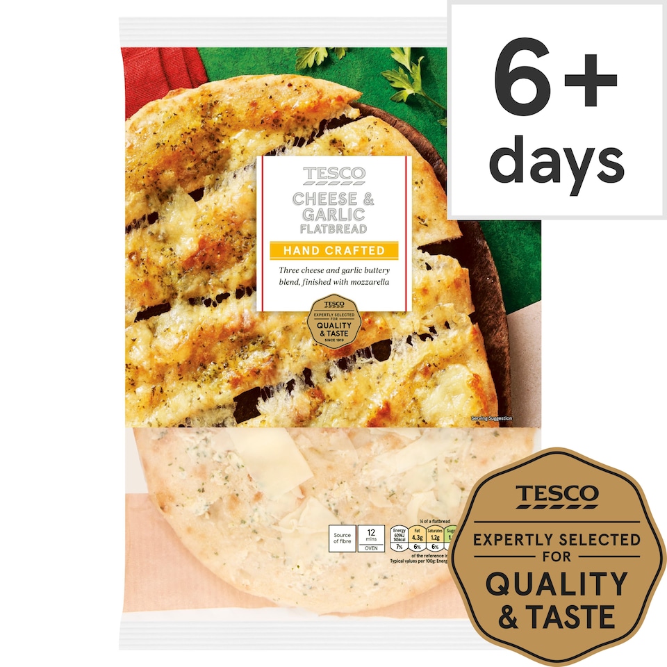 Tesco Cheese & Garlic Flatbread 230G Tesco Groceries