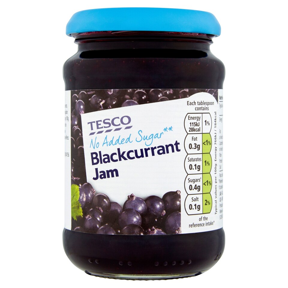 Tesco No Added Sugar Blackcurrant Jam 340G