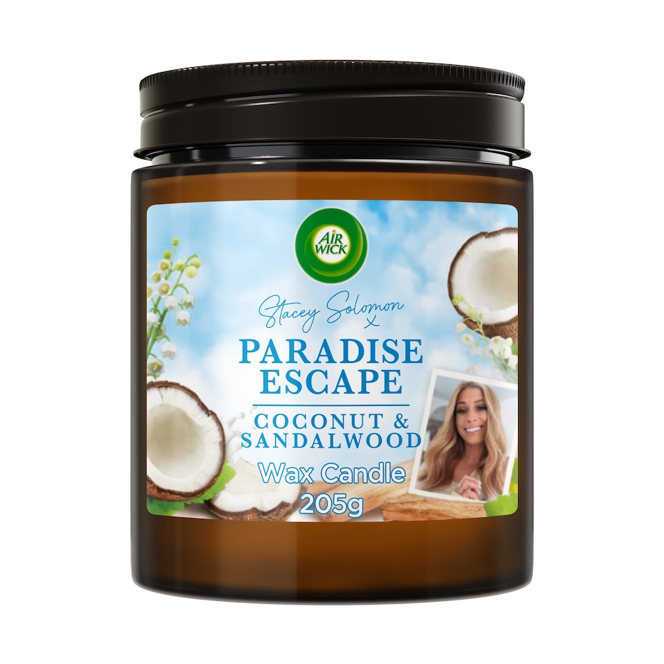 Air Wick Scented Candle Stacey Solomon Paradise Escape Coconut & Sandalwood 205g