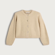 F&F Knitted Button Up Cardigan with Wool in Neutral