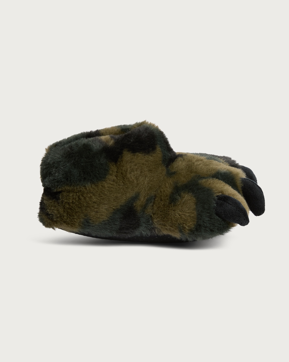 image 1 of F&F Boys Furry Textured Novelty Claw Slippers in Multi