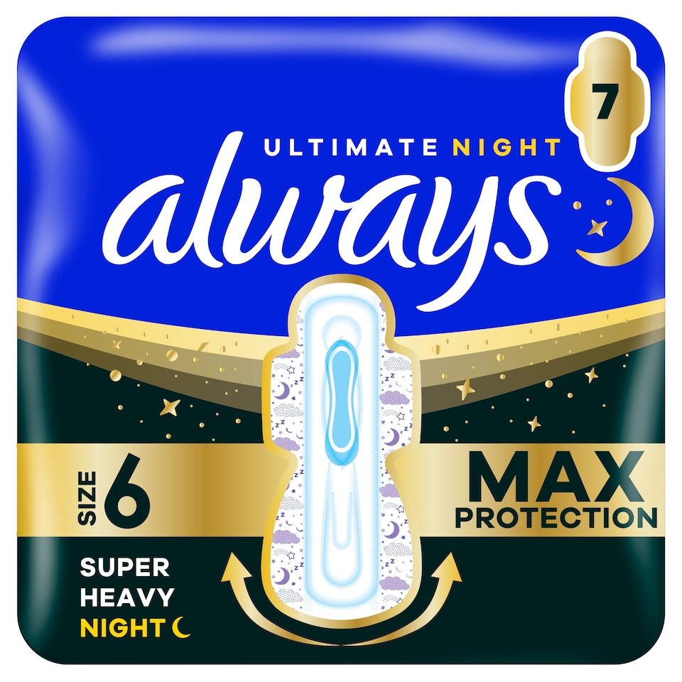 image 1 of Always Ultimate Night Max Size 6 Protection 7 Sanitary Pads