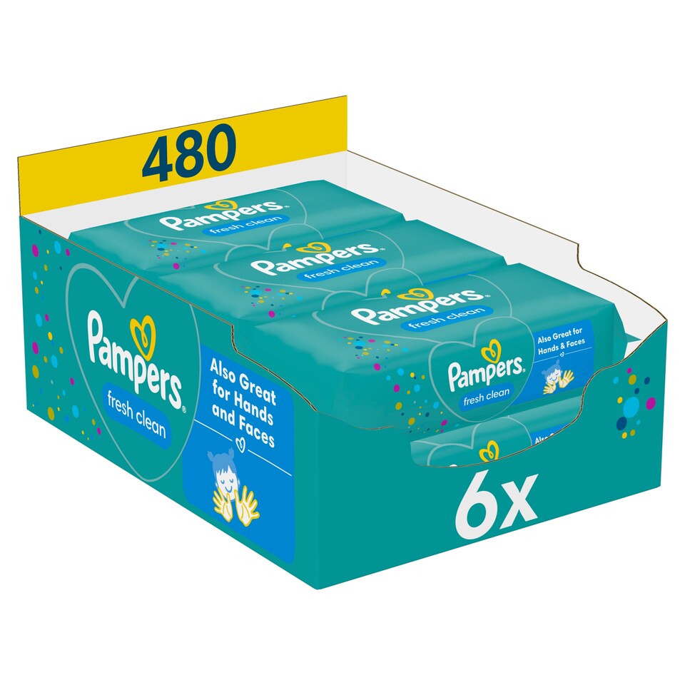 Pampers Fresh Clean Nedves Törlőkendő, 6 csomag = 480 db 1. kép