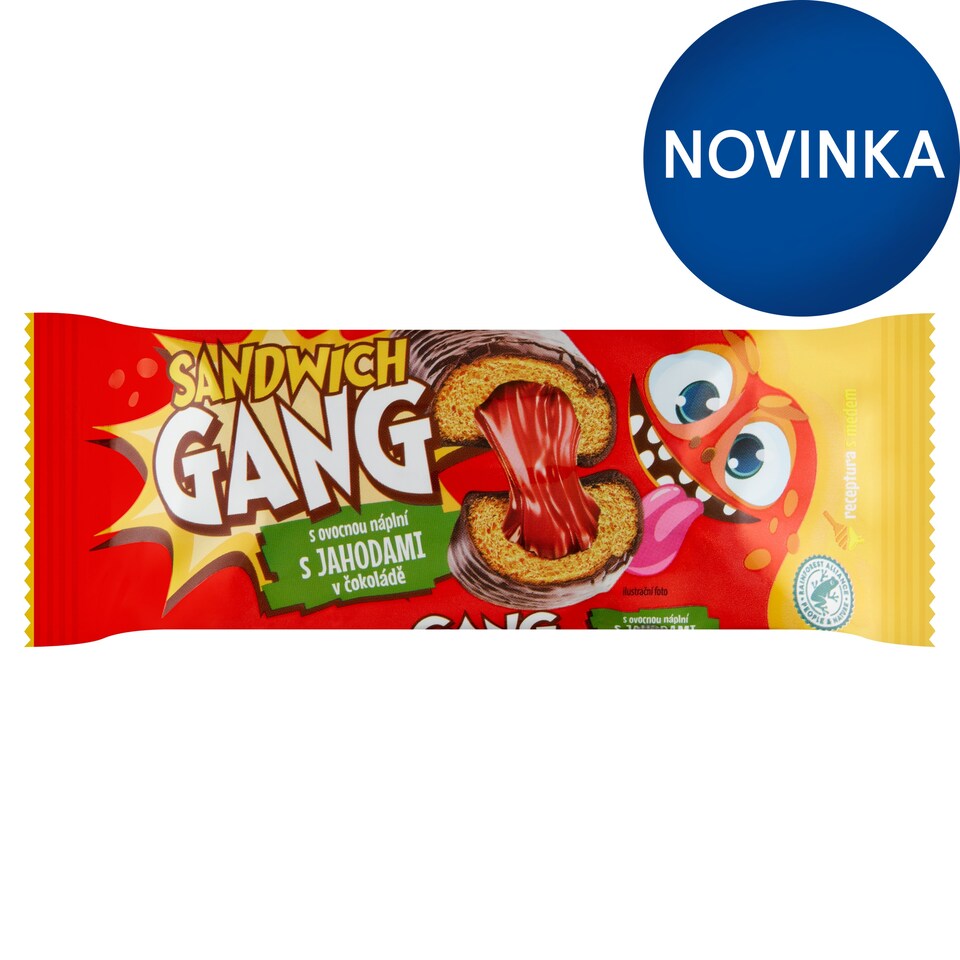 obrázok 1 z Sandwich Gang medové jemné pečivo s ovocnou náplňou s jahodami v čokoláde 40 g