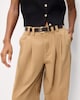 image 3 of F&F Pure Cotton Pleated Belted Chino Trousers in Camel