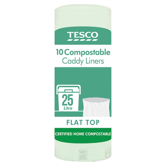 Tesco Flat Top Compostable Caddy Liners 10 Pack 25L Tesco Groceries